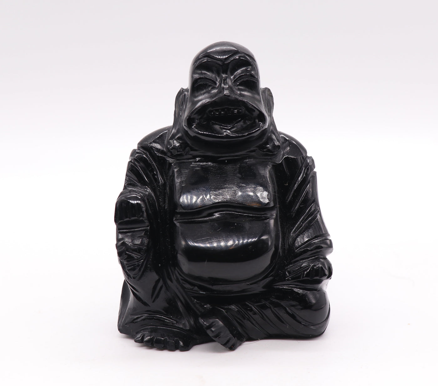 1237 Black Obsidian Buddha 224g 3in x 2.5in