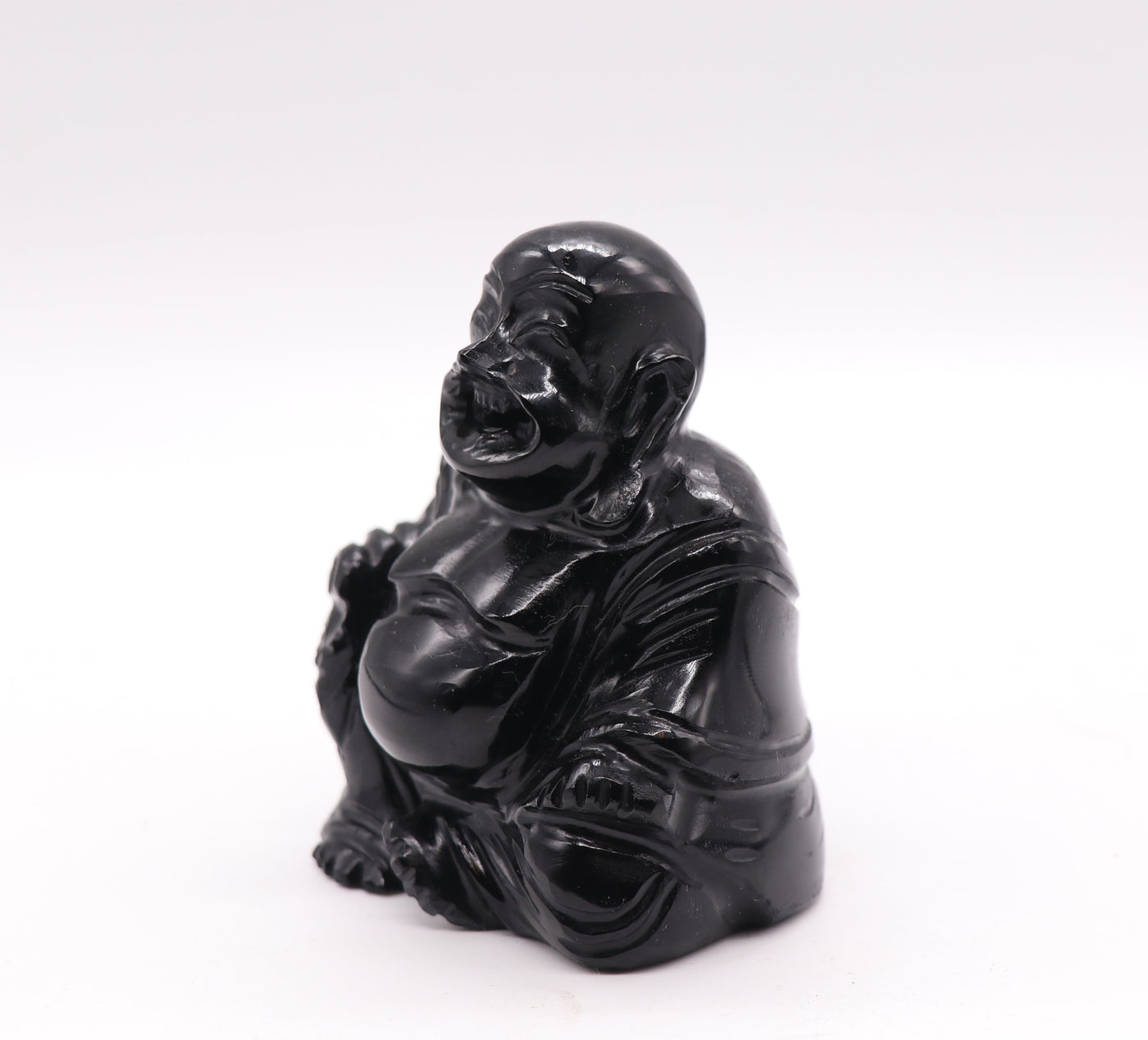 1244 Black Obsidian Buddha 201g 3in x 2in