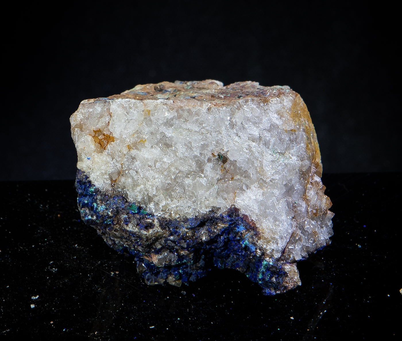 475 Azurite Malachite On Quartz 75 g 1.5 x 2 in